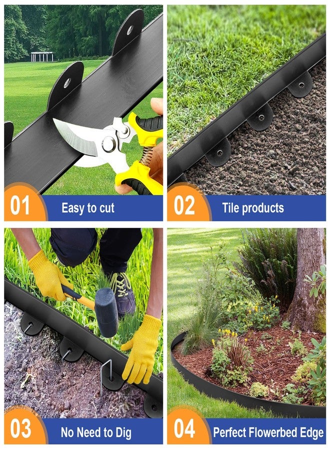 Jorvila Landscape Edging, 1.5" x 100' Plastic Garden Edging with 120 Pcs Metal Spikes, Flexible Garden Border for Lawn, Landscaping, Flower Beds - Image 3