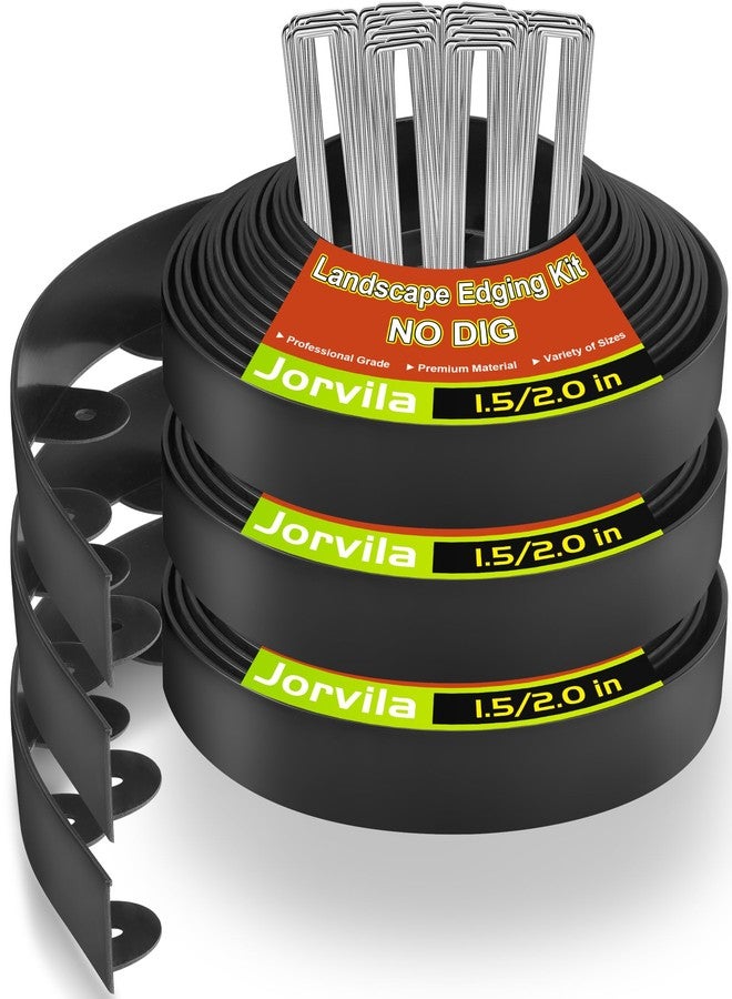 Jorvila Landscape Edging, 1.5" x 100' Plastic Garden Edging with 120 Pcs Metal Spikes, Flexible Garden Border for Lawn, Landscaping, Flower Beds - Image 1