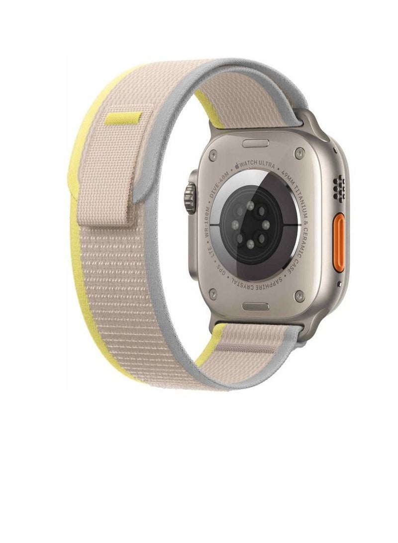 سوار تريل لوب متوافق مع ابل واتش8/8 الترا 45/49 ملم  ، نايلون رياضي رمادي أصفر - Image 2