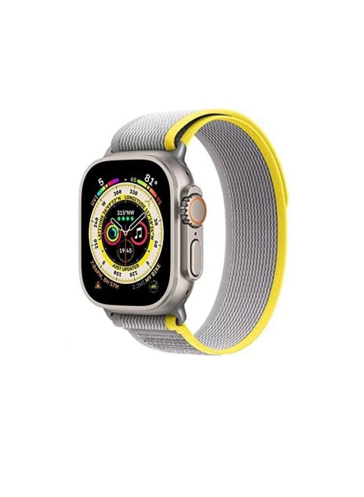 سوار تريل لوب متوافق مع ابل واتش8/8 الترا 45/49 ملم  ، نايلون رياضي رمادي أصفر - Image 3