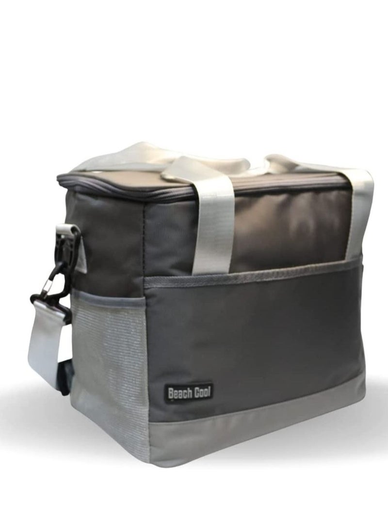 Hot and Cold Lunch Bag - Double Lined, High Quality Material - Adjustable Strap - 26 Liter - Grey