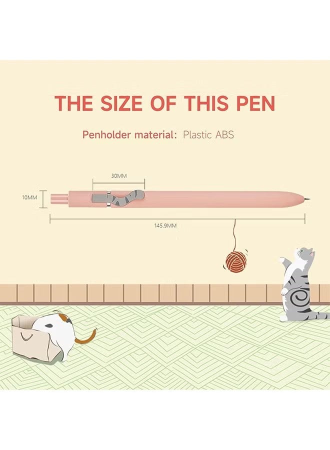 YJ 4 Pcs Cat Pens, 4 Colors, 0.5mm Black Ink Pens Fine Point Smooth Writing Pen, High-End Series Cat's Tail Retractable Pen for Journaling Note Taking - Image 3