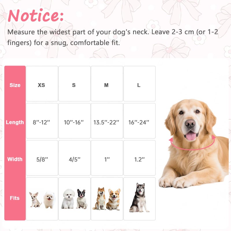 Astdogio Pink Bow Dog Collar with Flower, Adjustable Cotton Puppy Collar, Cute Girl Boy Dog Collars for Small Medium Large Dogs, Ideal for Gifts,Pet Accessory,S - Image 2