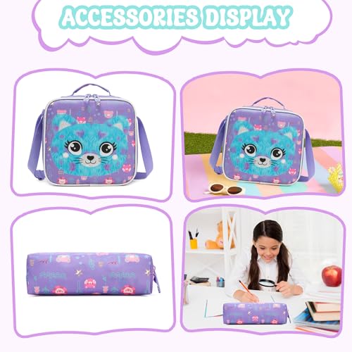Meetbelify Rolling Backpack for Girls 3D Carton Backpack with Wheels for Elementary Student Kids Plush School Bag with Lunch Box Pencil Case for Girls Ages 6-8 Years Old - Image 5
