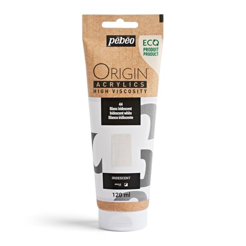 PEBEO Origin Ecodesigned Highviscosity Acrylic Paint High Pigment Concentration for Intense Color and Excellent Lightfastness 405 Fluid Ounces 120 ml Tube Iridescent White - Image 1
