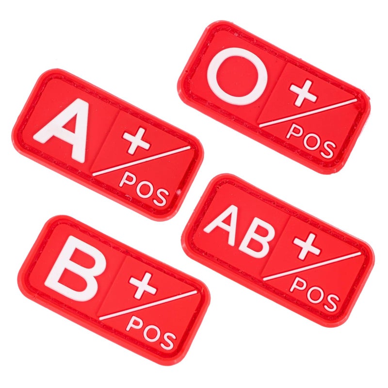 4PCS PVC Hook Loop Blood Type Patches for Clothing Hats Bags Backpacks - Image 2