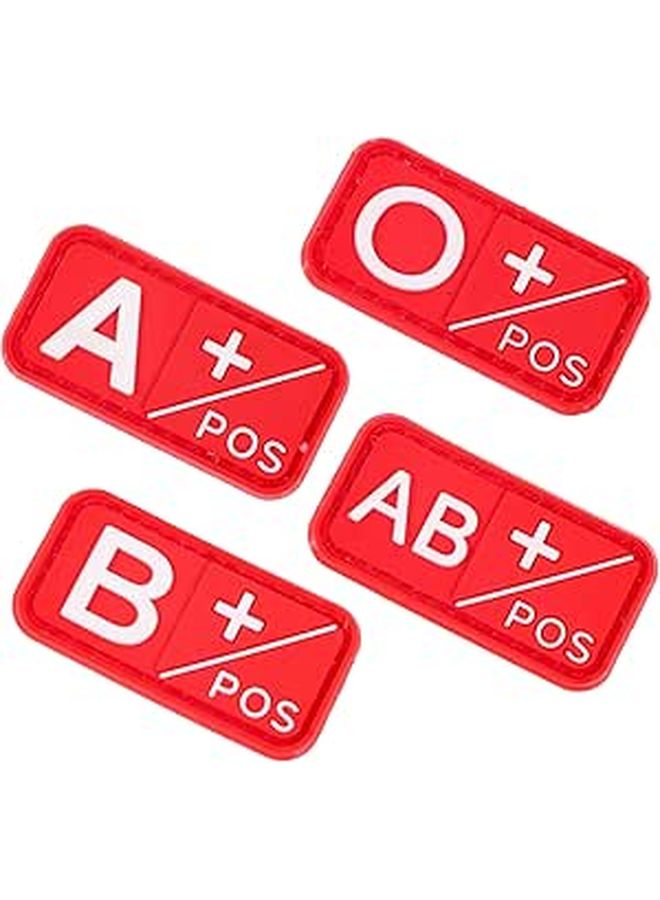 4PCS PVC Hook Loop Blood Type Patches for Clothing Hats Bags Backpacks - Image 1