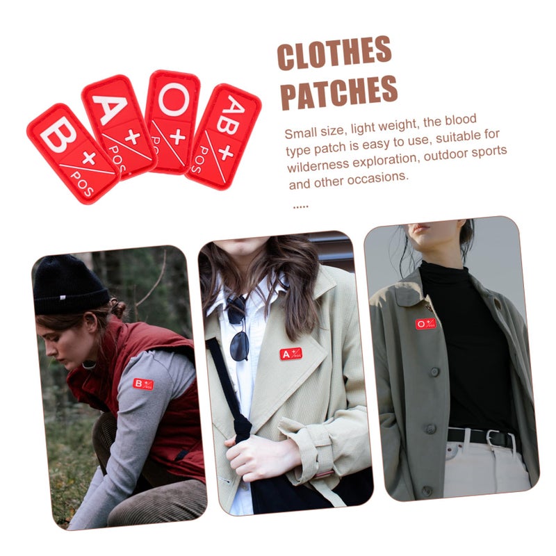 4PCS PVC Hook Loop Blood Type Patches for Clothing Hats Bags Backpacks - Image 5