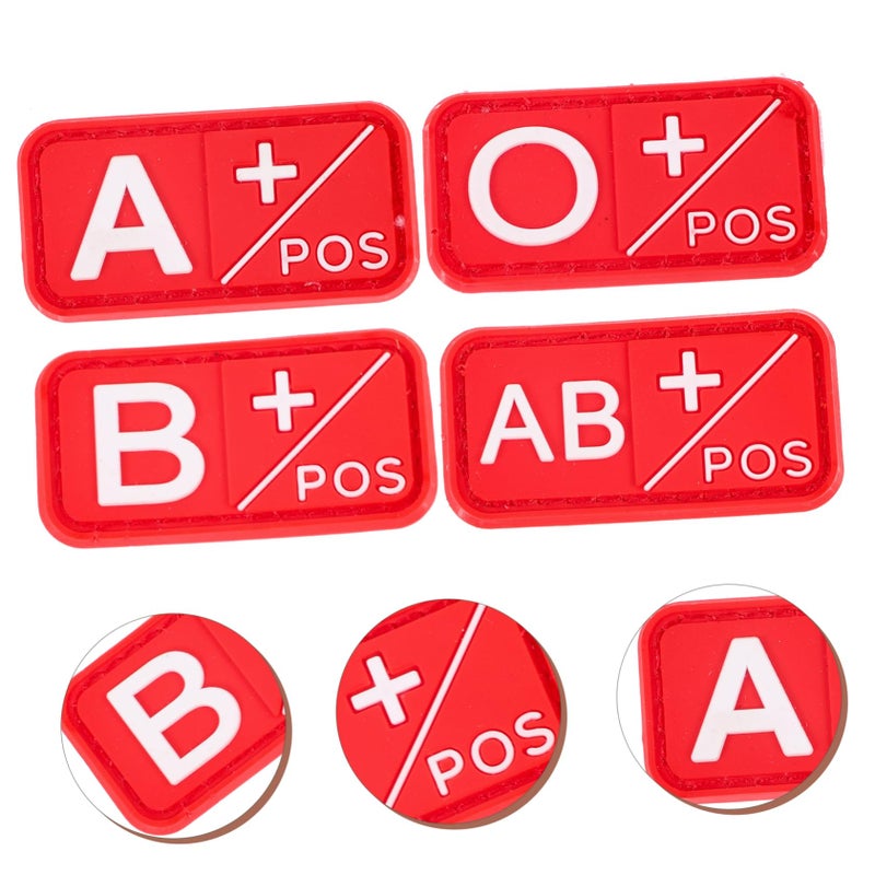 4PCS PVC Hook Loop Blood Type Patches for Clothing Hats Bags Backpacks - Image 4