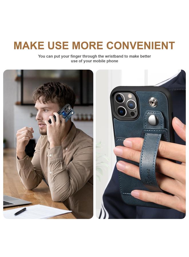 Suteni Case For iPhone 12 Pro Max 215 Wrist Strap PU Phone Case - Image 5