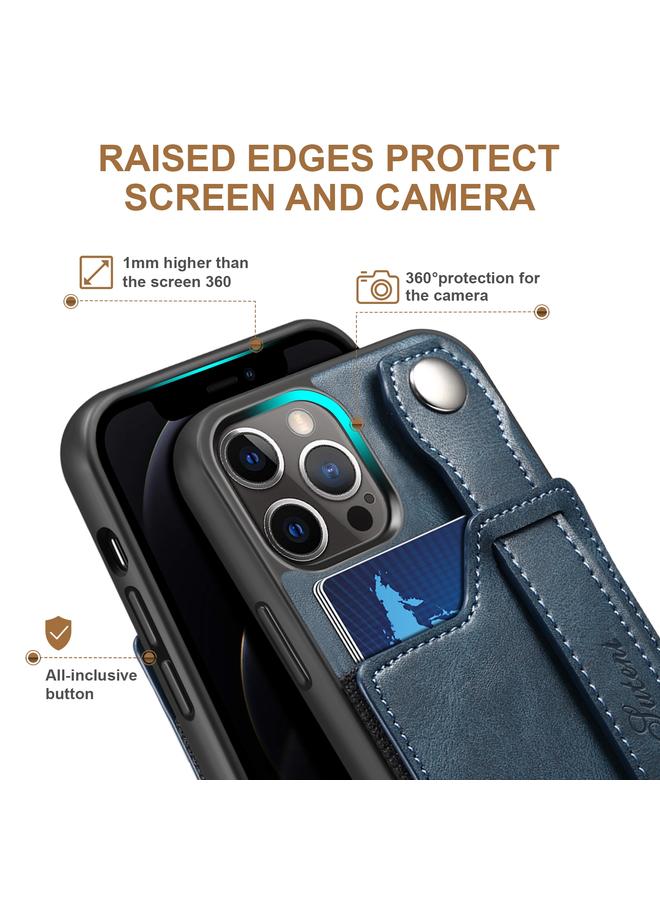 Suteni Case For iPhone 12 Pro Max 215 Wrist Strap PU Phone Case - Image 3