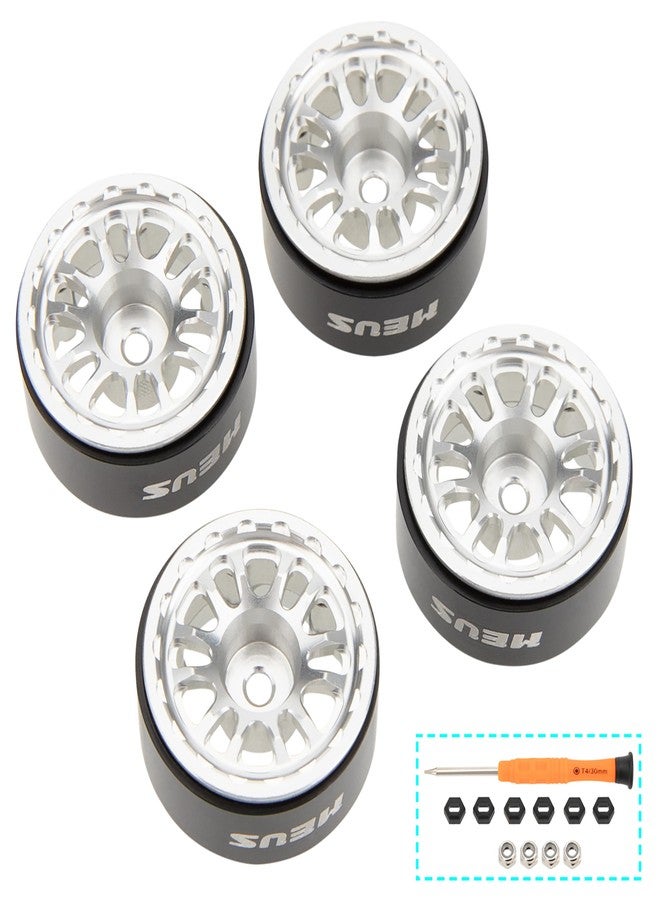 MEUS RACING 0.7 Beadlock Wheels Rims Wheel for Axial SCX30 Redcat Ascent-32 1/30 1/32 RC Crawler Upgrades (Type C, Silver) - Image 3
