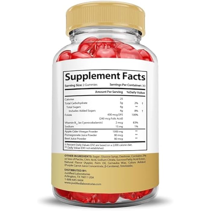 Justified Laboratories Speedy Keto ACV Gummies 1000MG Apple Cider Vinegar Formulated with Pomegranate Beet Juice Powder B12 Vegan Non GMO 60 Gummys (60 Count (Pack of 1)) - Image 2