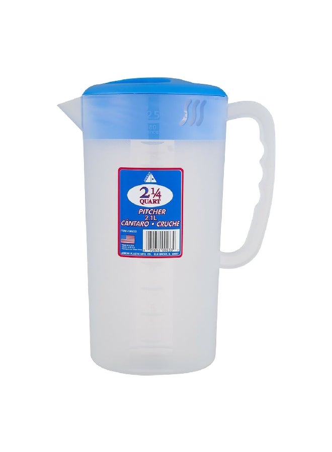 Arrow Durable BPA-Free Dishwasher Safe Plastic Pitcher Clear and Blue 2.1 L