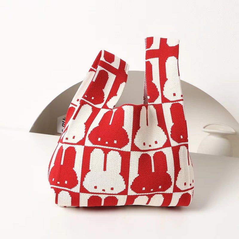 Knitted Bag, Handbag, Cute Bunny Woven Bag, Tote Bag, Female Student Handbag, Handbag, Souvenir Bag - Image 5
