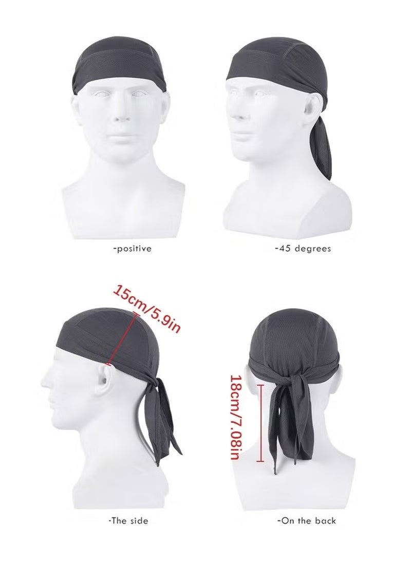 2 Pack Head Wraps Cycling Beanie Caps Dew Rag Skull Caps Pirate Hats Helmet Liner Bandana Head Wrap Doo Rags For Men Women(Black,White)  - Image 3