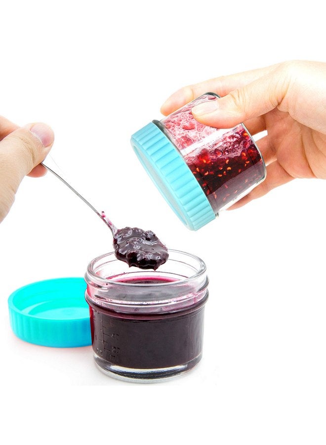 يانج إيفر عبوات زجاجية لتخزين طعام الأطفال من يونج إيفر، 4 أونصات قابلة للتكديس مع أغطية محكمة الغلق، برطمانات زجاجية مع أغطية، 8 ألوان ساحلية (عبوة من 8 قطع) - Image 3