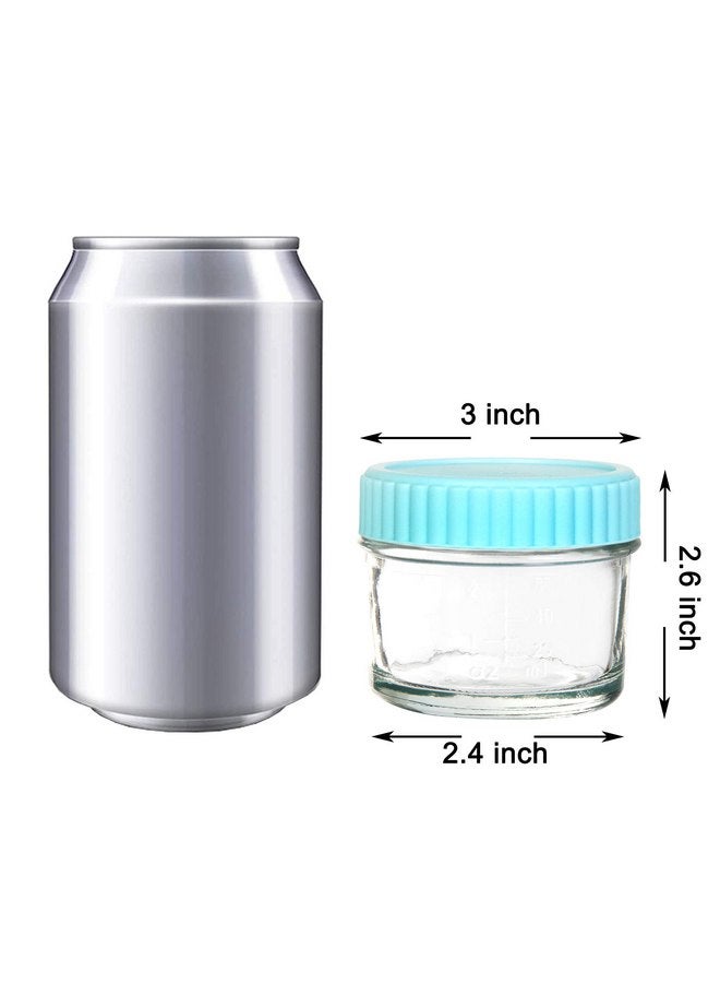 يانج إيفر عبوات زجاجية لتخزين طعام الأطفال من يونج إيفر، 4 أونصات قابلة للتكديس مع أغطية محكمة الغلق، برطمانات زجاجية مع أغطية، 8 ألوان ساحلية (عبوة من 8 قطع) - Image 2