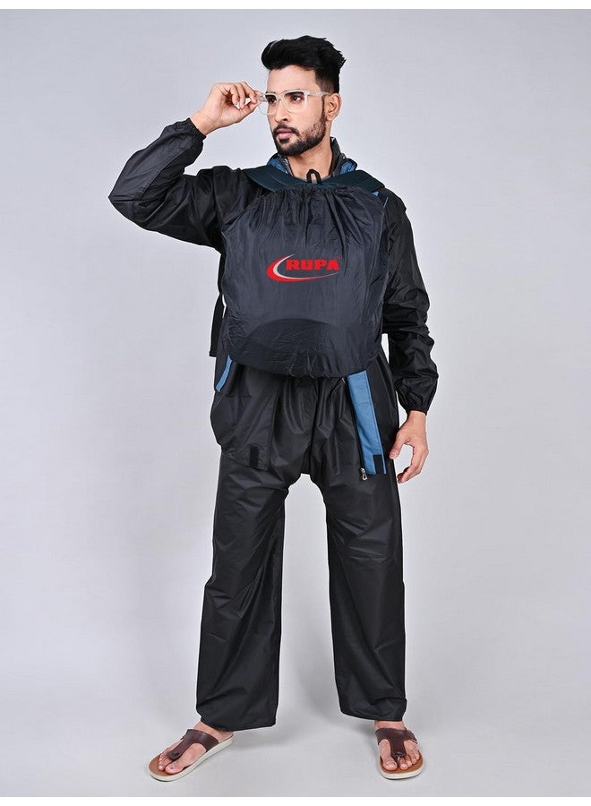 Rupa Dust & Rain Cover for Backpack with Pouch, Waterproof Dustproof Rain Cover Bag Elastic Adjustable for School, College, Office, Trekking Bags (35L,Black) Pack of 2 - Image 2