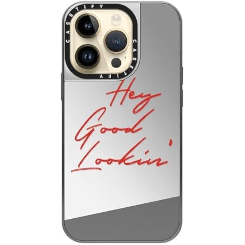 Casetify Mirror Case for iPhone 14 Pro Compatible with Magsafe - Hey Good Lookin' - Silver on Silver - Image 4