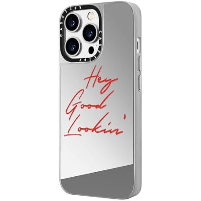 Casetify Mirror Case for iPhone 14 Pro Compatible with Magsafe - Hey Good Lookin' - Silver on Silver - Image 5