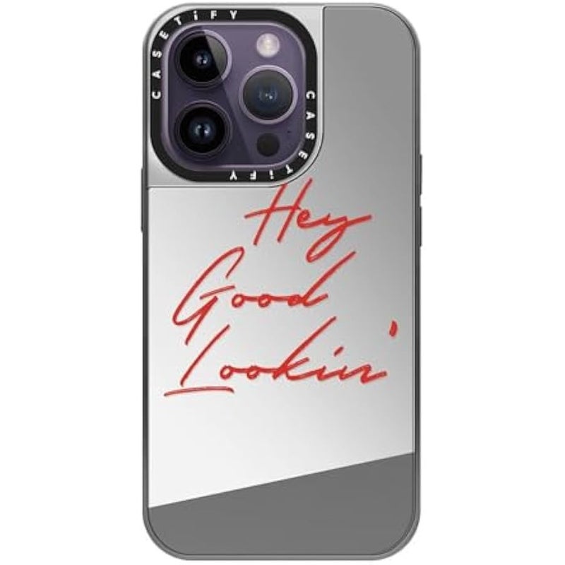 Casetify Mirror Case for iPhone 14 Pro Compatible with Magsafe - Hey Good Lookin' - Silver on Silver - Image 2