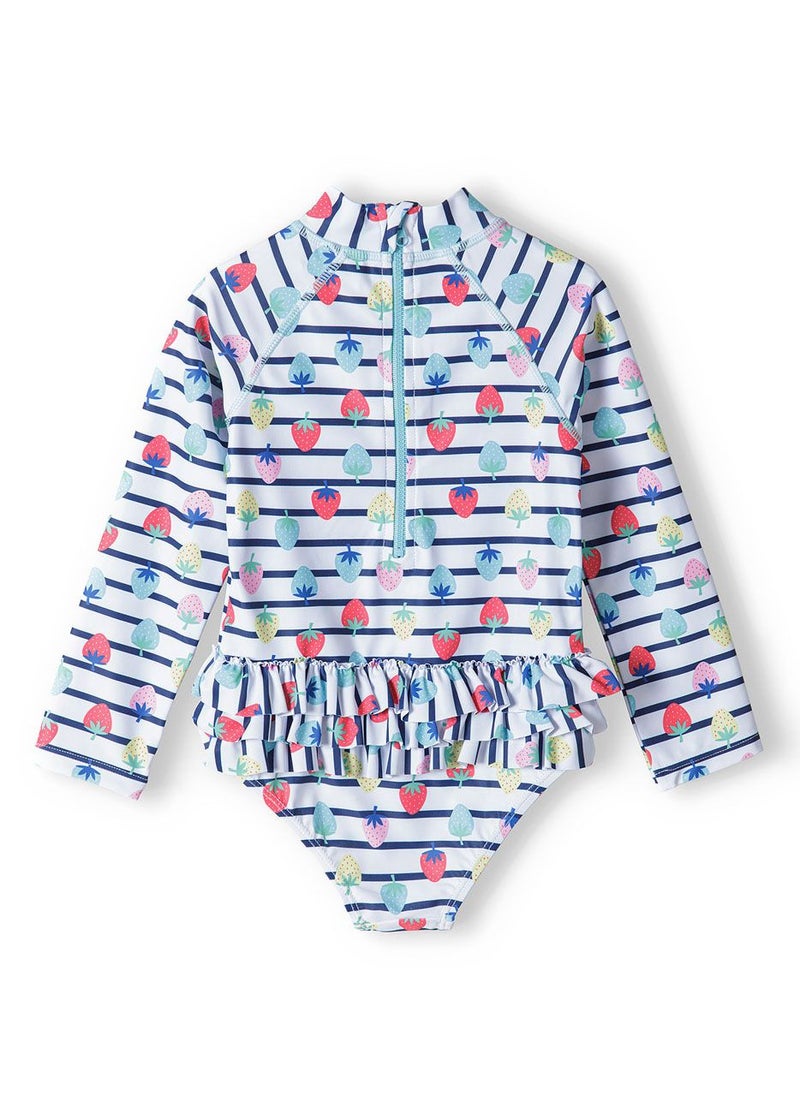 MINOTI Kids Girls Long Sleeve One-Piece Swimsuit with Print and Ruffles - Image 2