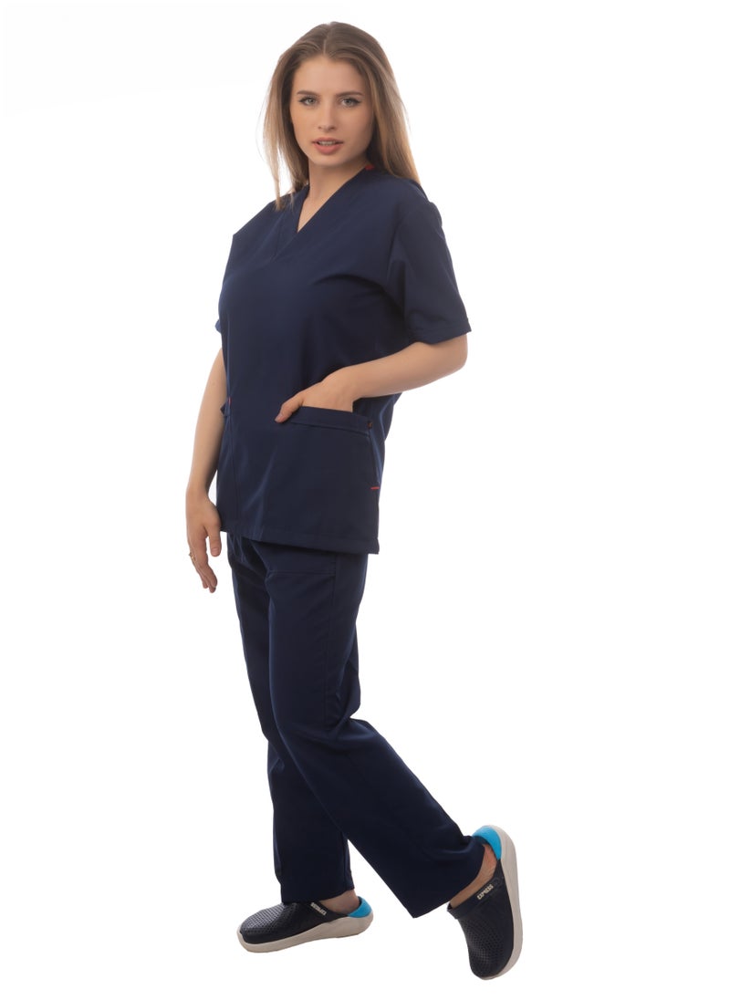 APEX Classic Scrub 1/2 Sleeve Female Dark Blue LIN  - Image 2