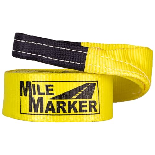 Mile Marker 19315 Single Yellow 3" x 15′ Recovery Strap for Heavy Duty Use - Rated to 30,000 Pound Capacity - Ensures User Safety with Built in Blue Lines - Image 3