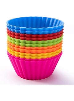 SHOWAY Showay Silicone Cupcake Liners 12Pcs, Baking Cups Non-Stick Cake Muffin Chocolate Cupcake Liner Baking Cup Mold, Multicolor  - Image 1