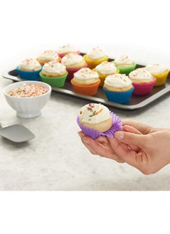 SHOWAY Showay Silicone Cupcake Liners 12Pcs, Baking Cups Non-Stick Cake Muffin Chocolate Cupcake Liner Baking Cup Mold, Multicolor  - Image 5