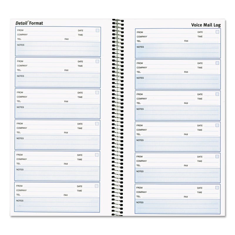 Rediform Detail Wirebound Voice Mail Log Book, One-Part (No Copies), 5 x 1.63, 6 Forms/Sheet, 600 Forms Total - Image 1