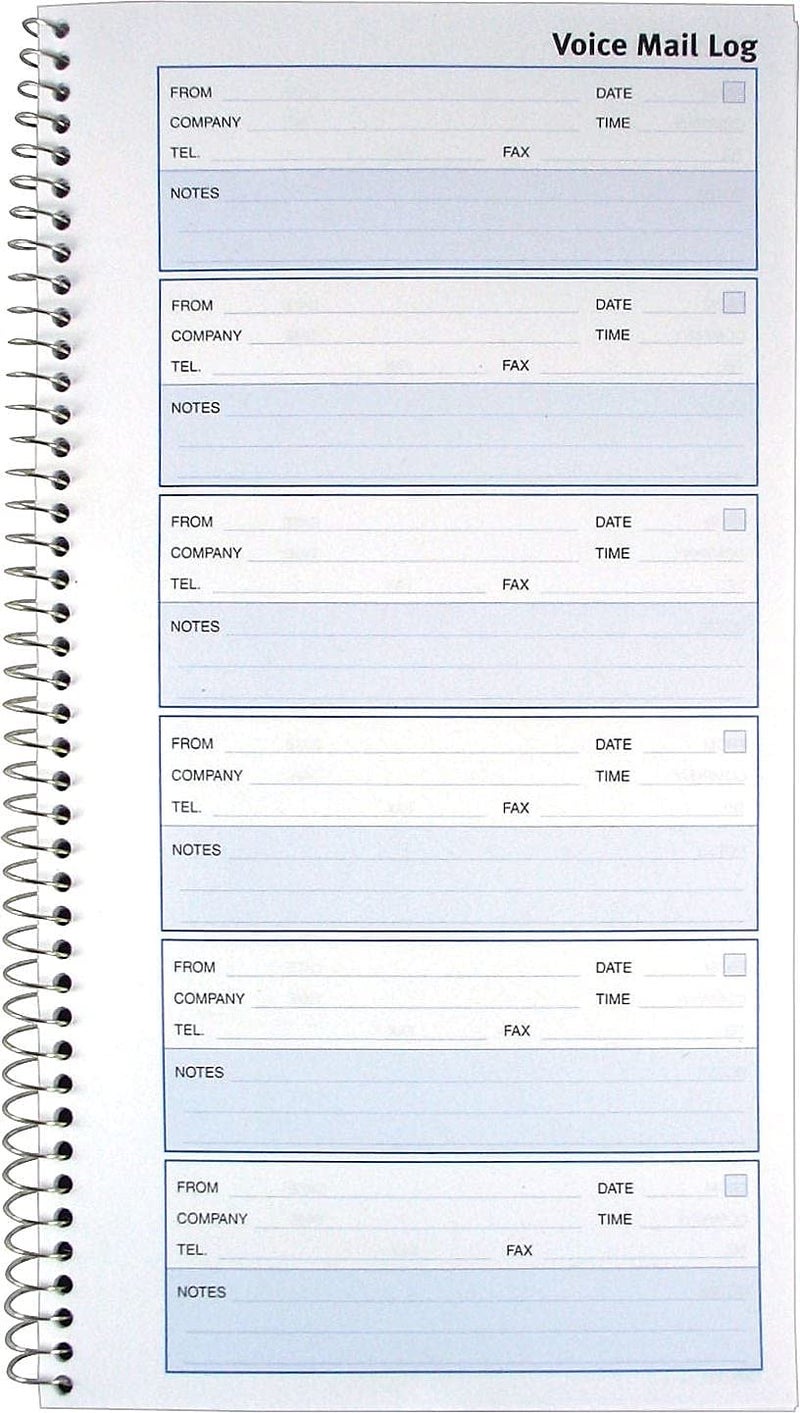 Rediform Detail Wirebound Voice Mail Log Book, One-Part (No Copies), 5 x 1.63, 6 Forms/Sheet, 600 Forms Total - Image 2