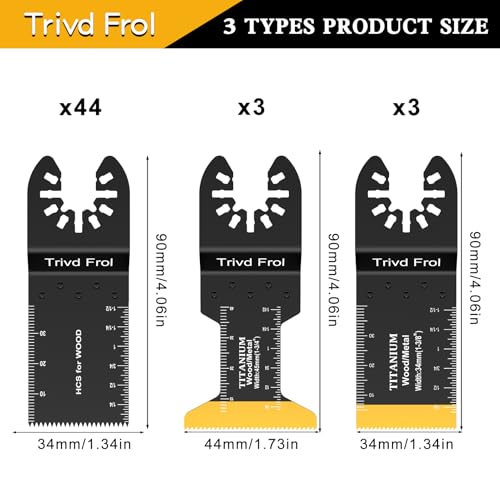 Trivd Frol 50PCS Oscillating Saw Blades, Professional Universal Titanium Multitool Blades for Wood Plastics Metal, Quick Release Multi Tool Blades Kits Fit Dewalt Ryobi Milwaukee Rockwell Fein - Image 2