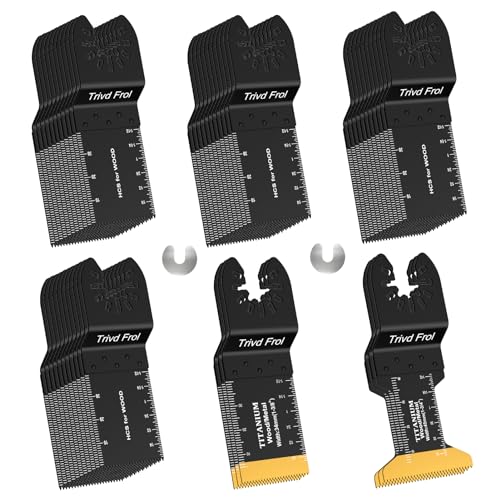 Trivd Frol 50PCS Oscillating Saw Blades, Professional Universal Titanium Multitool Blades for Wood Plastics Metal, Quick Release Multi Tool Blades Kits Fit Dewalt Ryobi Milwaukee Rockwell Fein - Image 1