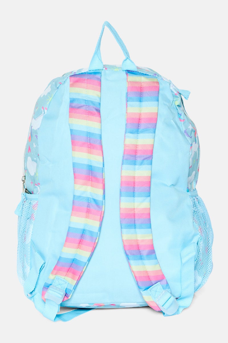 UNICORN حقيبة ظهر مطبوعة للفتيات 19 قطعة 30 ل x 42 ح x 14 ع سم، أزرق سماوي - Image 3