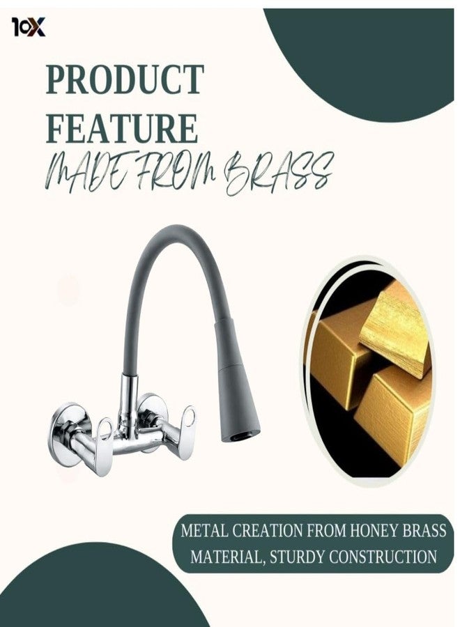 10x Brass Sink Mixer Tap for Kitchen BVl-9876 Flexible Neck Dual Flow Black Hot/Cold Facility, Chrome (Double Flow) - Image 5