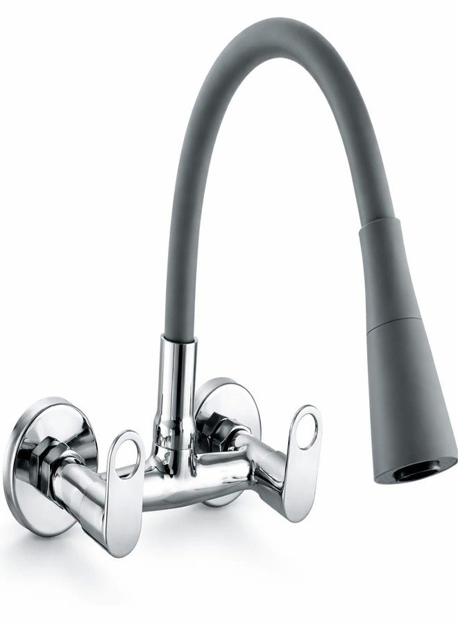 10x Brass Sink Mixer Tap for Kitchen BVl-9876 Flexible Neck Dual Flow Black Hot/Cold Facility, Chrome (Double Flow) - Image 1