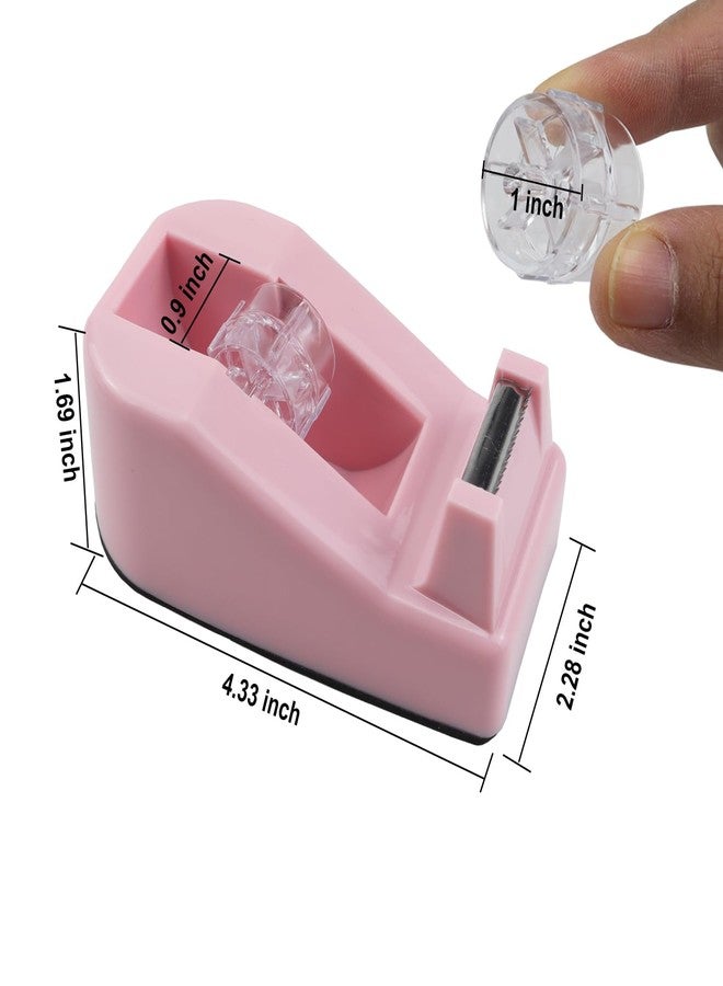 Aacehlh Desktop Tape Dispenser,1 Pack Pink Tape Dispensers with 12Rolls Transparent Tape, for Packaging in Office,Restaurant, Flower Shop,Cake Shop (Pink) - Image 3