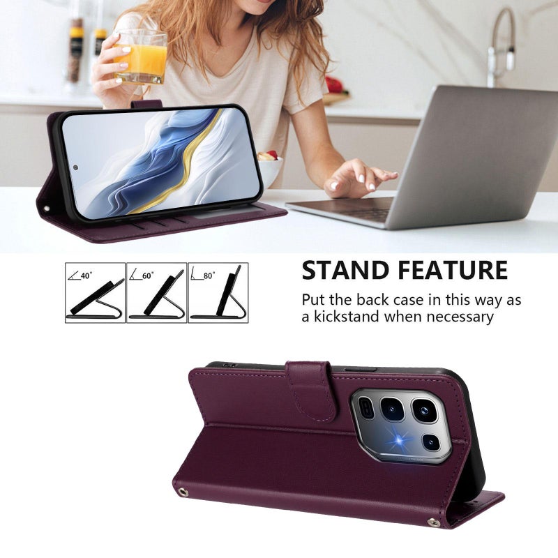 erorex For Infinix Note 50 Pro+ 5G Embossed  Cat Leather Phone Case with Hand Strap(Dark Purple) - Image 3