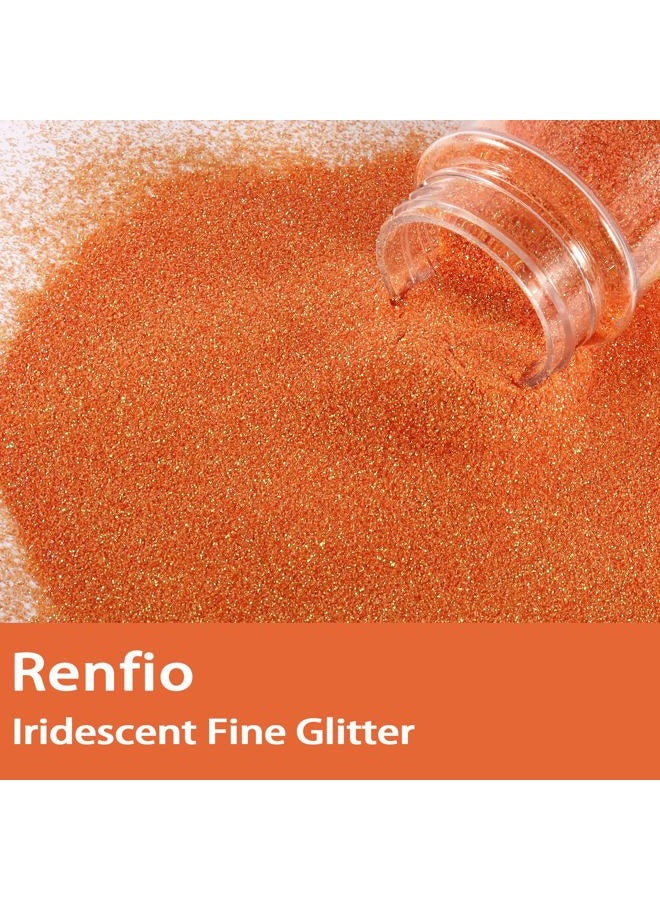 Renfio Iridescent Ultra Fine Glitter Powder Resin Supplies Glitters 1.94 Oz (55g) PET Flake Crafts Sequins 1/128" 0.008" 0.2mm Epoxy Chips Flakes for Tumblers Slime Painting - Orange - Image 2