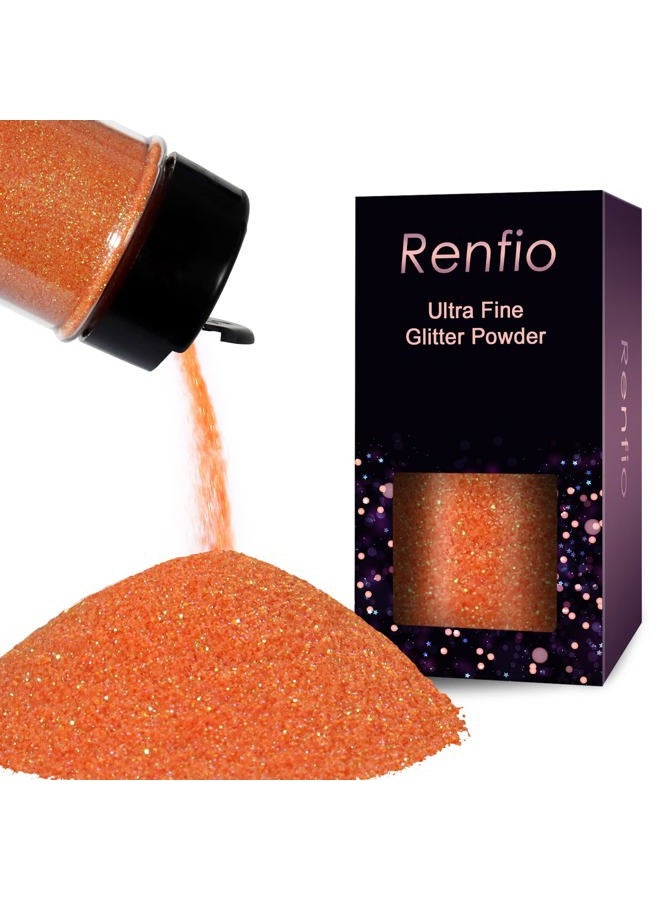 Renfio Iridescent Ultra Fine Glitter Powder Resin Supplies Glitters 1.94 Oz (55g) PET Flake Crafts Sequins 1/128" 0.008" 0.2mm Epoxy Chips Flakes for Tumblers Slime Painting - Orange - Image 1