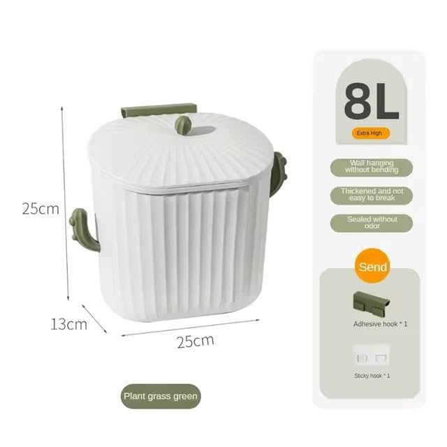 Jukkre Jukkre Kitchen Cabinet Door Hanging Trash Can With Lid,2.1 Gal,Small Under Sink Garbage Can For Restroom,Rv Kitchen Open-Top Trash Bin,Wall Mounted Counter Waste Compost Bin  - Image 4