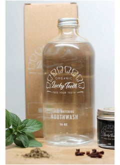 Lucky Teeth Organic Mouthwash Plus Whitening Whitens Refreshes. Food Grade Peroxide + Essential Oils. Vegan And Cruelty Free. Glass Jar 16 Oz  - Image 5