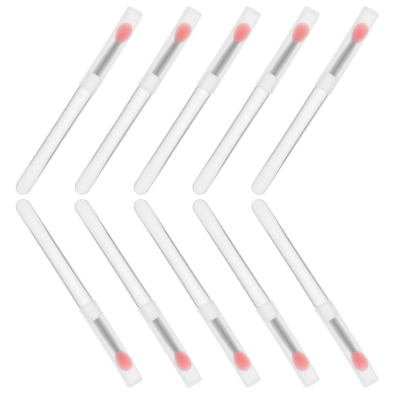 SMASOLO 10pcs Mini Silicone Lip Brush Set with Lids round Head Lipstick Applicator Wands for Lip Balm Travel-friendly Portable Makeup Brushes - Image 1