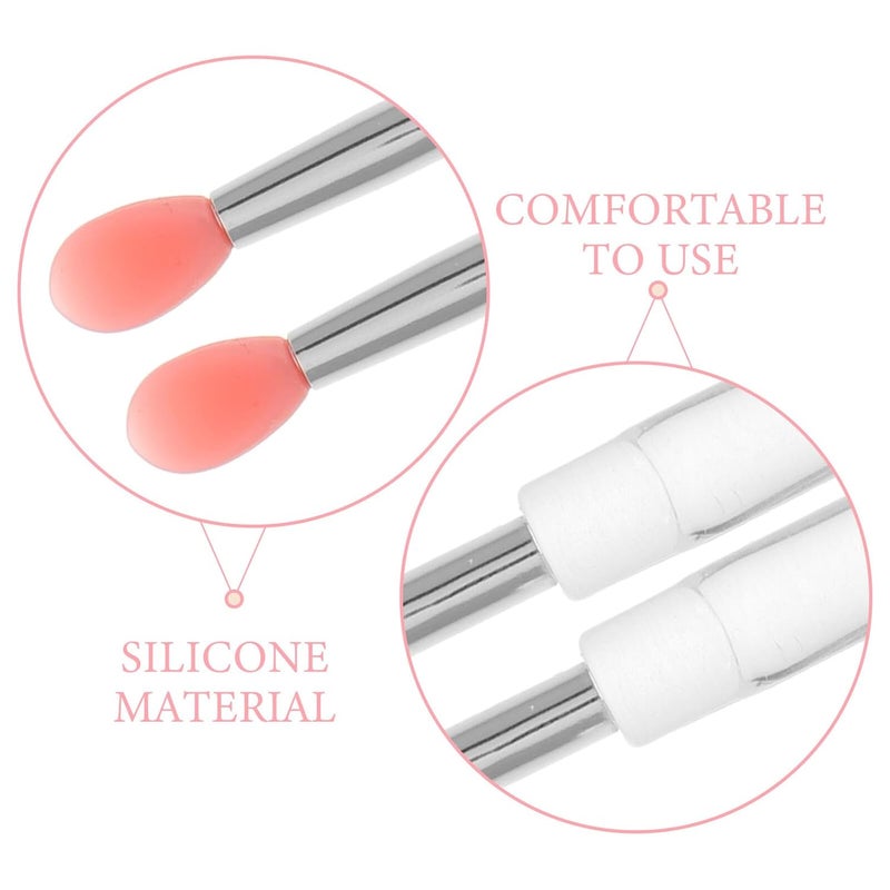 SMASOLO 10pcs Mini Silicone Lip Brush Set with Lids round Head Lipstick Applicator Wands for Lip Balm Travel-friendly Portable Makeup Brushes - Image 3