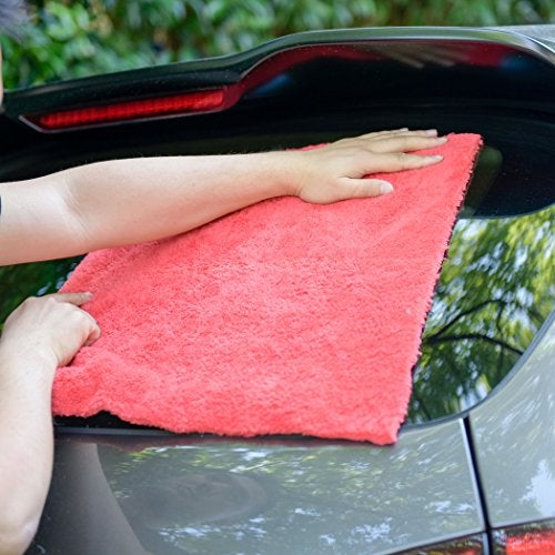 CARCAREZ Microfiber Car Wash Drying Towels Professional Grade Premium Microfiber Towels for Car Wash Drying 450GSM 16 in.x 16 in. Pack of 6 (6 Pack, Red) - Image 4