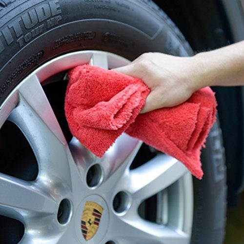 CARCAREZ Microfiber Car Wash Drying Towels Professional Grade Premium Microfiber Towels for Car Wash Drying 450GSM 16 in.x 16 in. Pack of 6 (6 Pack, Red) - Image 5