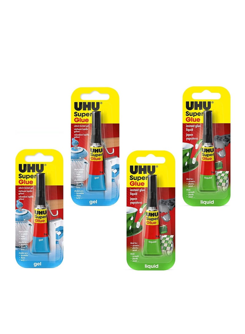 UHU 4-Piece Super Glue Liquid And Gel Set - Image 1