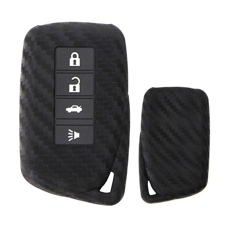 iJDMTOY Carbon Fiber Pattern Soft Silicone Key Fob Cover Compatible with Lexus is ES GS RC NX RX LX 200 250 350 2nd Gen 4-Button Smart Key (Black Twill Weave) - Image 1